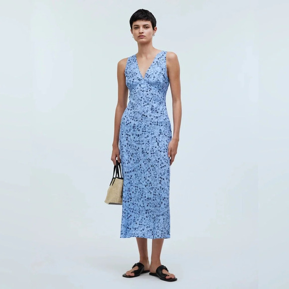 NWT Madewell The Ariana Midi Dress Floral Blue size 0 - Picture 1 of 10